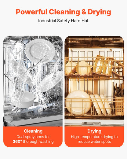 24 Inch Built-In Dishwasher, Stainless Steel Tub, 14 Place Settings and 8 Washing Programs, 23.82 x 25.2 x 33.78 Inch Low-Noise Dishwashing Machine with Upper / Lower Racks and Zoned Storage