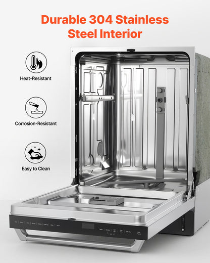 24 Inch Built-In Dishwasher, Stainless Steel Tub, 14 Place Settings and 8 Washing Programs, 23.82 x 25.2 x 33.78 Inch Low-Noise Dishwashing Machine with Upper / Lower Racks and Zoned Storage