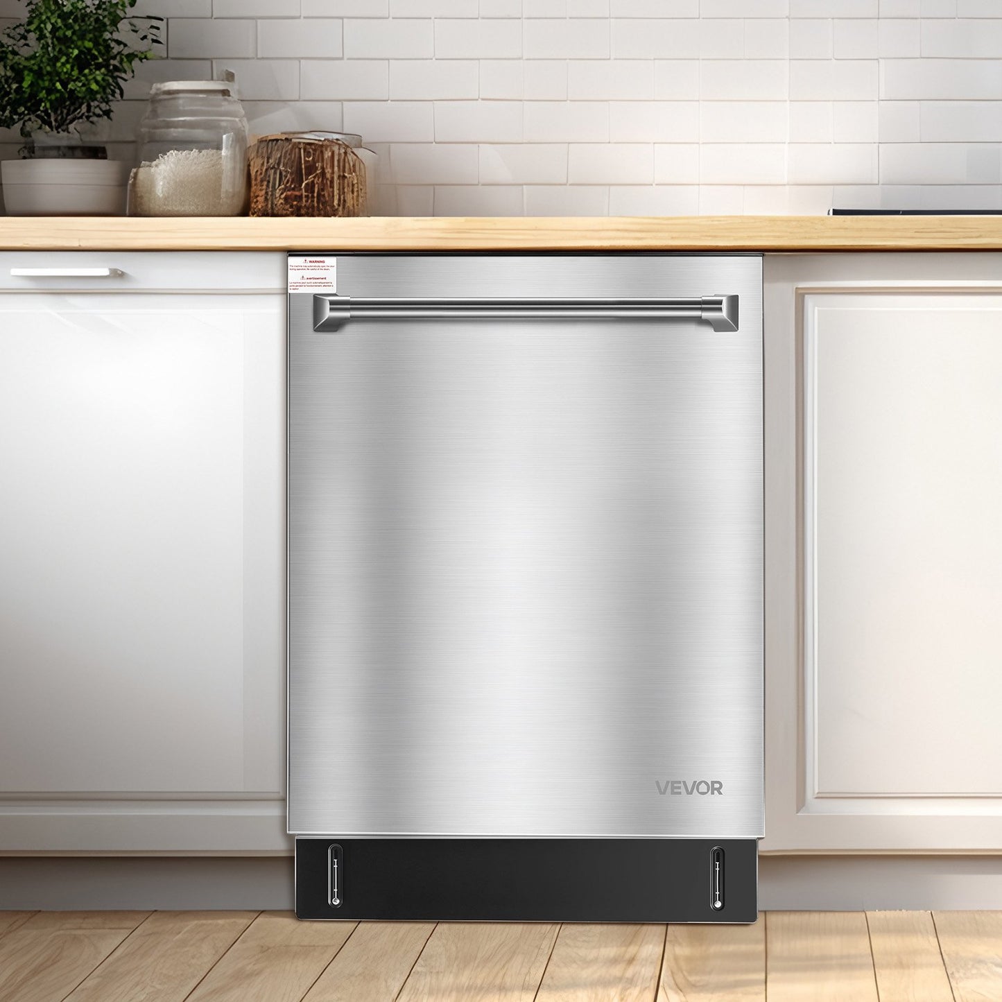 24 Inch Built-In Dishwasher, Stainless Steel Tub, 14 Place Settings and 8 Washing Programs, 23.82 x 25.2 x 33.78 Inch Low-Noise Dishwashing Machine with Upper / Lower Racks and Zoned Storage