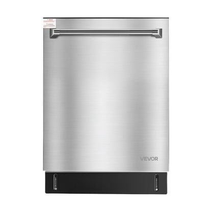 24 Inch Built-In Dishwasher, Stainless Steel Tub, 14 Place Settings and 8 Washing Programs, 23.82 x 25.2 x 33.78 Inch Low-Noise Dishwashing Machine with Upper / Lower Racks and Zoned Storage