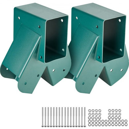 A-Frame Middle Swing Set Brackets, Heavy Duty Carbon Steel Swing Set Hardware with Mounting Hardware, DIY Swing Set Bracket Swing Set Kit for 4x4 Legs & 4x6 Beam, Green (2 Pcs)