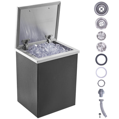 14"x12"x18" Drop in Ice Chest Ice Cooler Ice Bin Edelstahl mit Deckel
