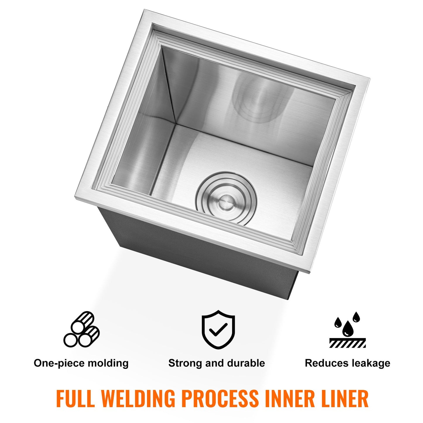 Drop in Ice Chest, 14"L x 12"W x 18"H Stainless Steel Ice Cooler, Commercial Ice Container with Lid, 40 qt Outdoor Kitchen Ice Bar, Drain Pipe and Drain Plug Included, for Cold Wine Beer