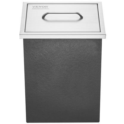 Drop in Ice Chest, 14"L x 12"W x 18"H Stainless Steel Ice Cooler, Commercial Ice Container with Lid, 40 qt Outdoor Kitchen Ice Bar, Drain Pipe and Drain Plug Included, for Cold Wine Beer