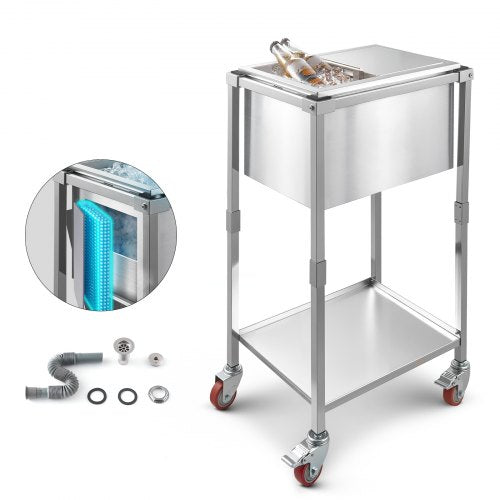 28L rolling cooler for outdoor use, standing ice box on wheels | EU
