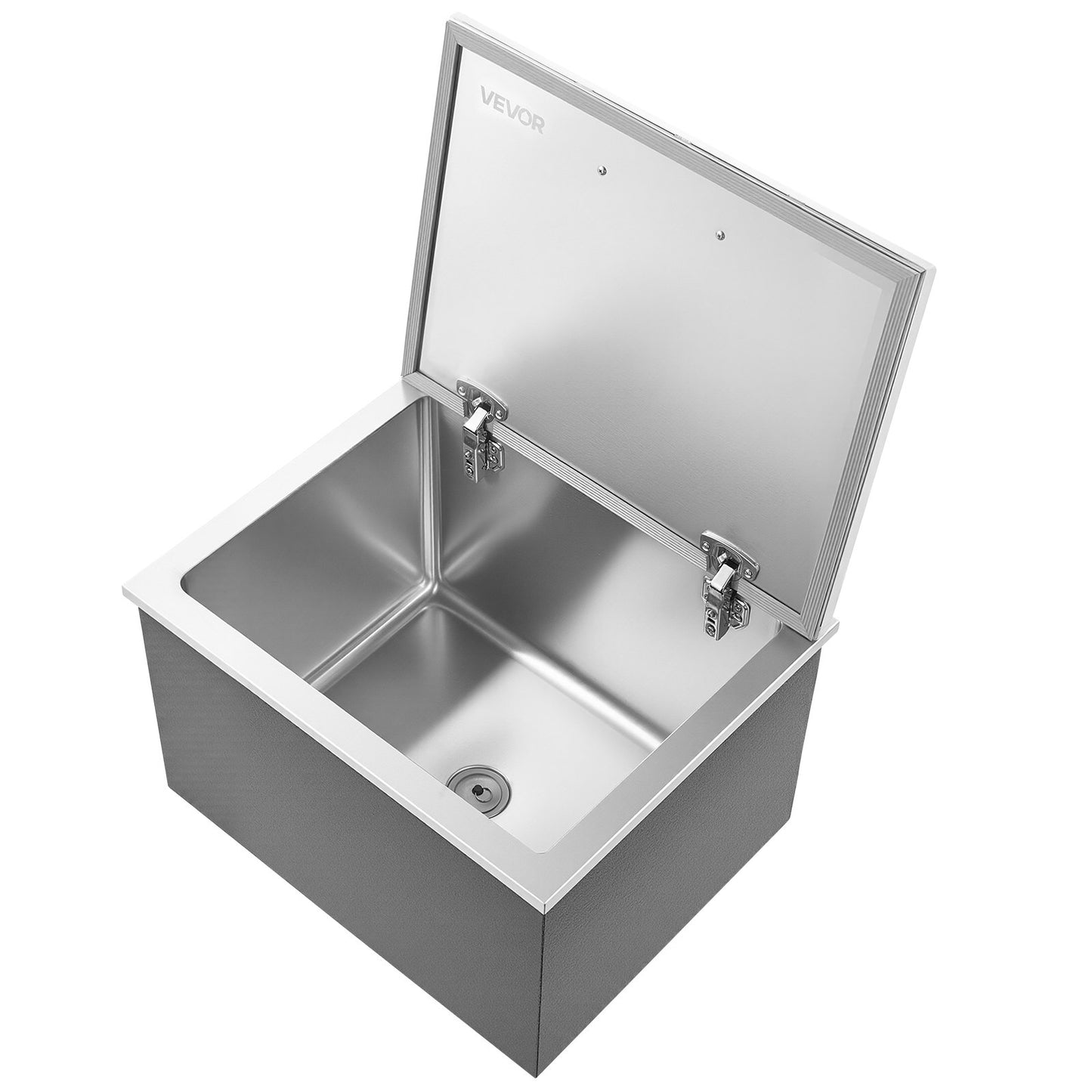 Drop in Ice Chest, 28"L x 20"W x 17"H Stainless Steel Drop in Cooler, 113.7 Quart Commercial Ice Bin with Flip Lid for Outdoor Kitchen Patio Bar, Drain-pipe Set Included, for Cold Wine Beer