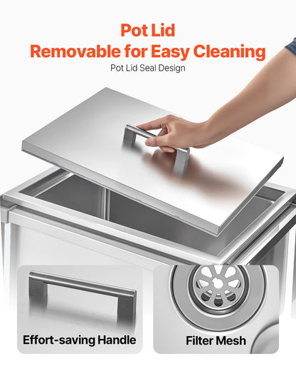 Rolling Ice Chest Cooler Cart, 22"L x 16"W x 38"H Stainless Steel Cooling Bin on Wheels, 32.8 Quart Outdoor Stand Up Cooler Trolley with Shelf, for Patio Backyard Party Bar Cold Drinks