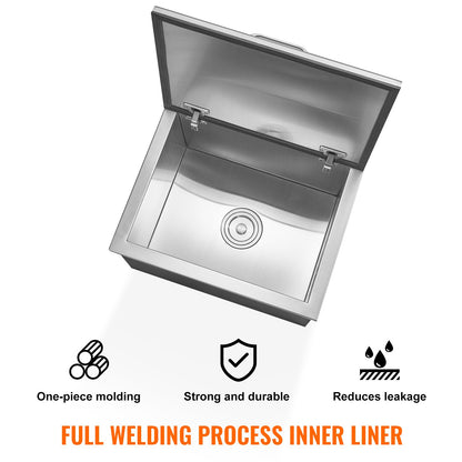 20"x16"x13" Drop in Ice Chest Ice Cooler Ice Bin Rostfritt stål med lock