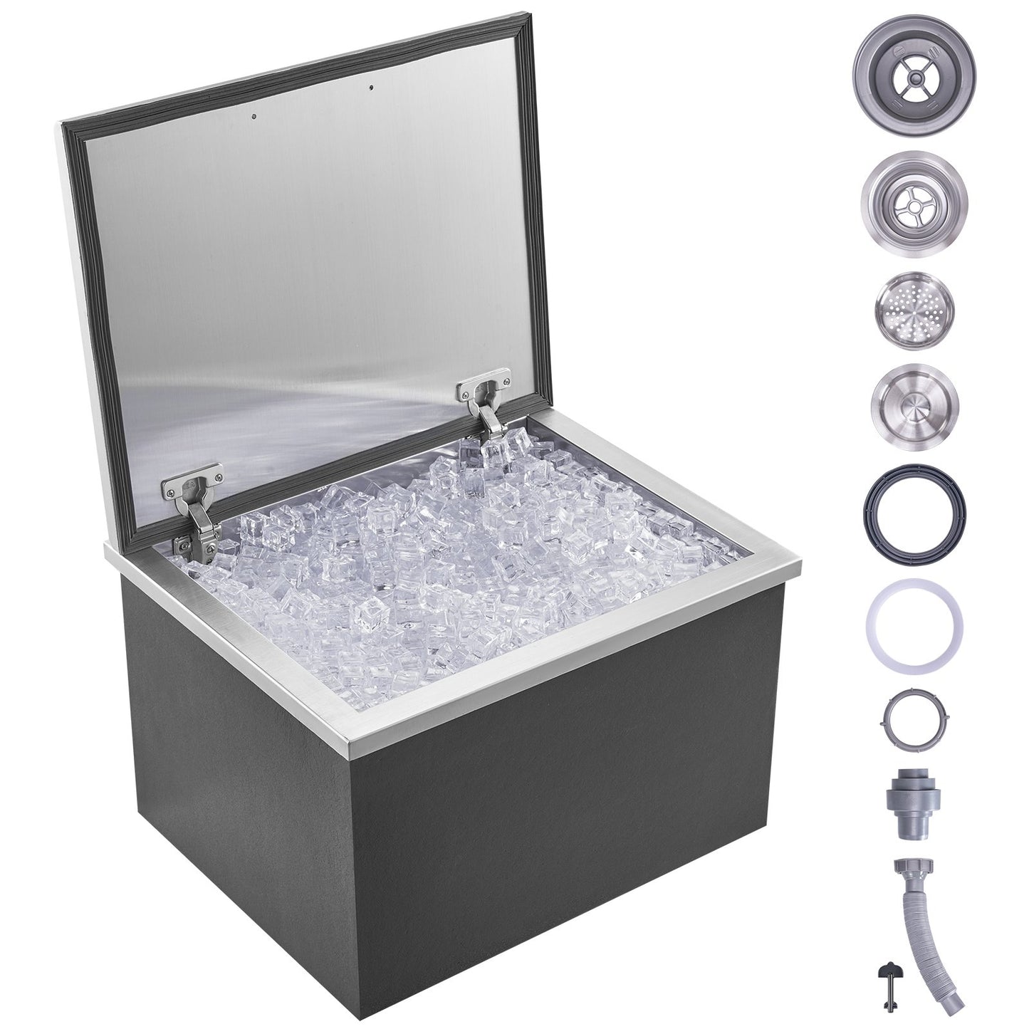 20"x16"x13" Drop in Ice Chest Ice Cooler Ice Bin Rostfritt stål med lock