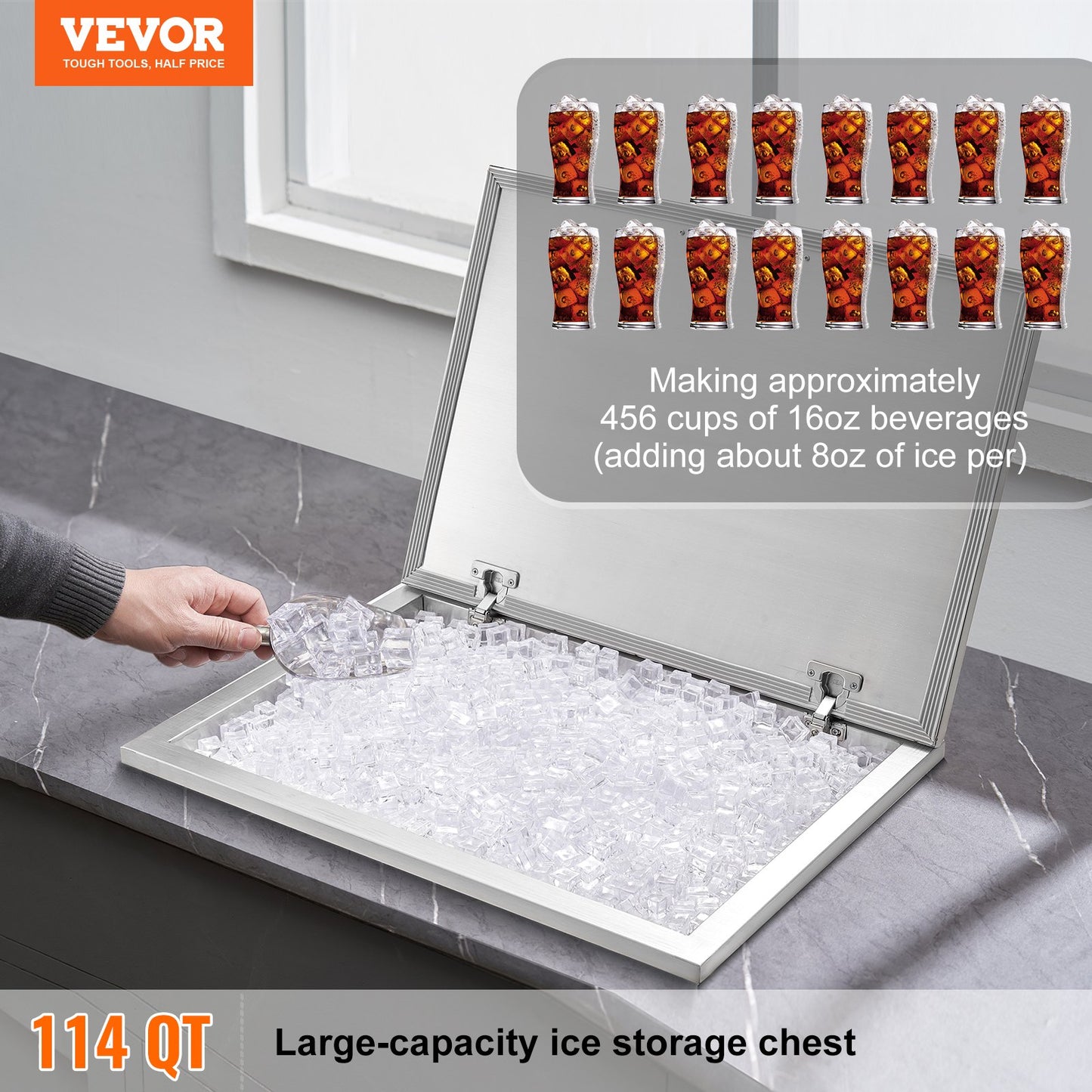 28 "x 20" x 17 "Drop in Ice Chest Ice Cooler Ice Bin Edelstahl mit Deckel