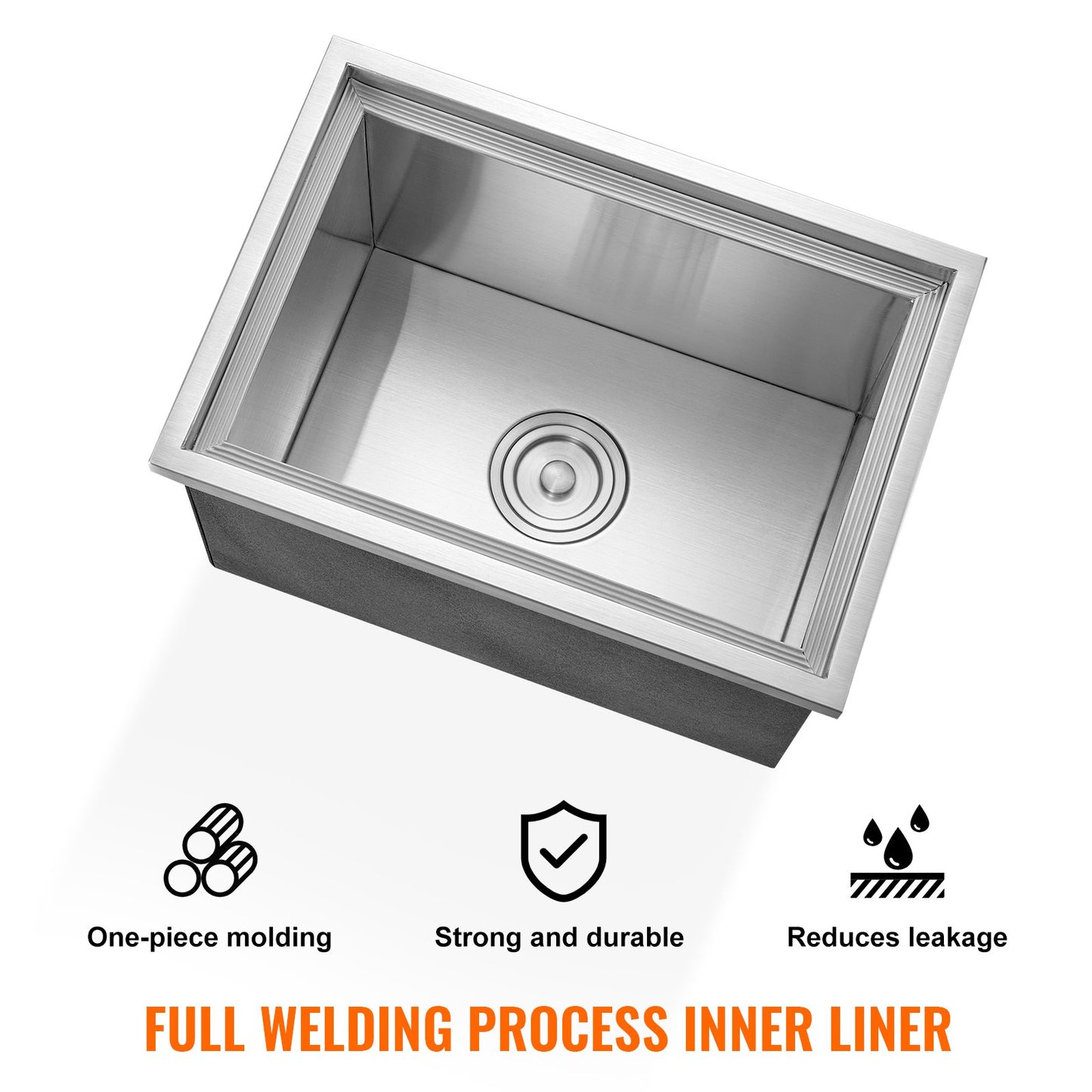 Drop in Ice Chest, 20"L x 14"W x 12"H Stainless Steel Ice Cooler, Commercial Ice Container with Lid, 40 qt Outdoor Kitchen Ice Bar, Drain Pipe and Drain Plug Included, for Cold Wine Beer