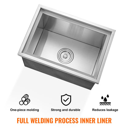 Drop in Ice Chest, 20"L x 14"W x 12"H Stainless Steel Ice Cooler, Commercial Ice Container with Lid, 40 qt Outdoor Kitchen Ice Bar, Drain Pipe and Drain Plug Included, for Cold Wine Beer