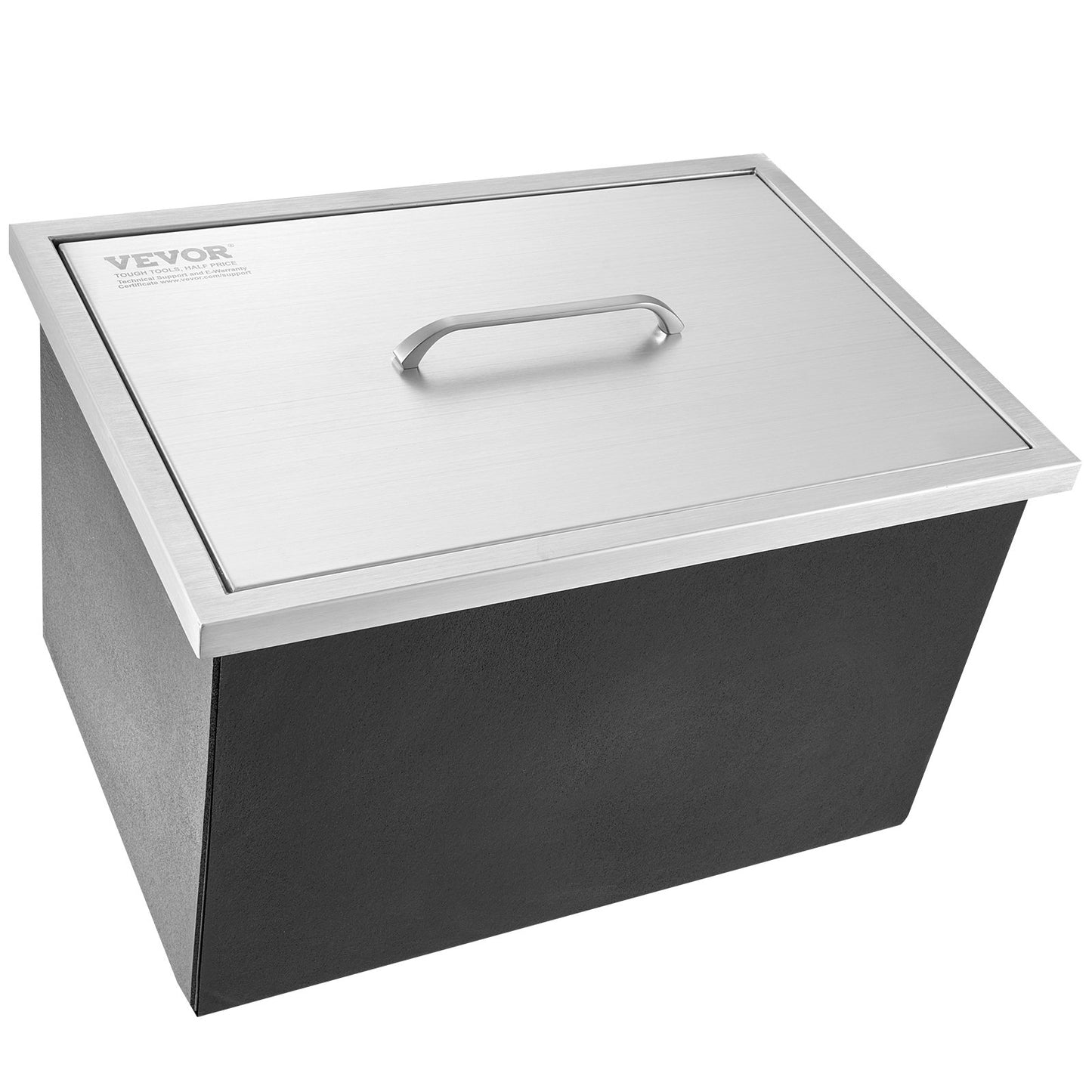 Drop in Ice Chest, 20"L x 14"W x 12"H Stainless Steel Ice Cooler, Commercial Ice Container with Lid, 40 qt Outdoor Kitchen Ice Bar, Drain Pipe and Drain Plug Included, for Cold Wine Beer