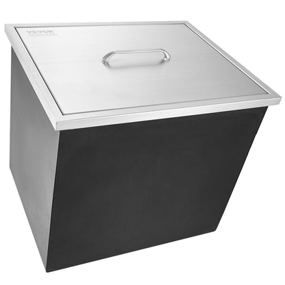 Drop in Ice Chest, 21"L x 17"B x 18"H iskylare i rostfritt stål, kommersiell isbehållare med lock, 40 qt utomhuskök isbar, avloppsrör och avloppsplugg ingår, för kall vinöl