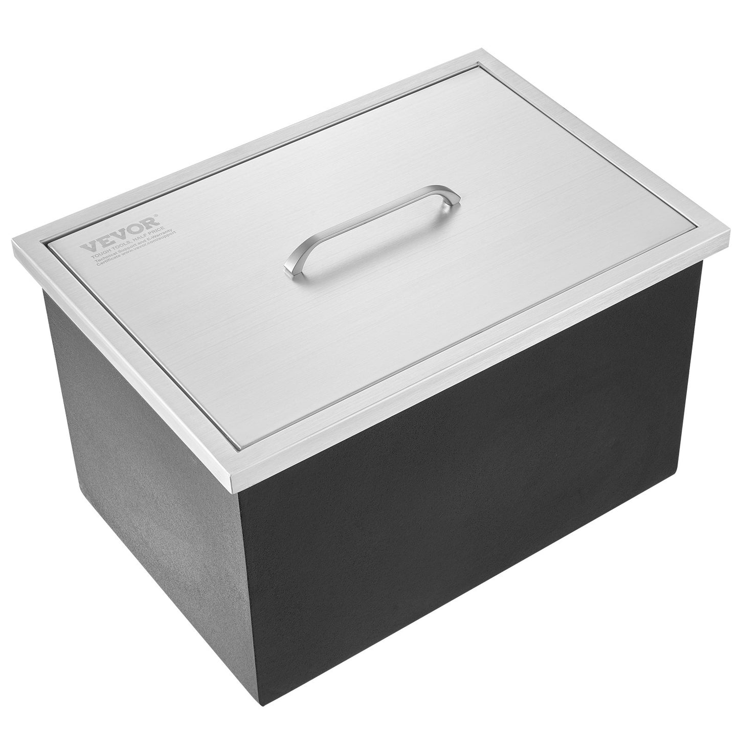 Drop in Ice Chest, 21"L x 17"B x 18"H iskylare i rostfritt stål, kommersiell isbehållare med lock, 40 qt utomhuskök isbar, avloppsrör och avloppsplugg ingår, för kall vinöl