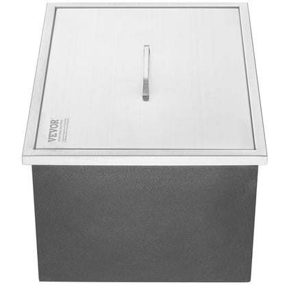 Drop in Ice Chest, 21"L x 17"B x 18"H iskylare i rostfritt stål, kommersiell isbehållare med lock, 40 qt utomhuskök isbar, avloppsrör och avloppsplugg ingår, för kall vinöl
