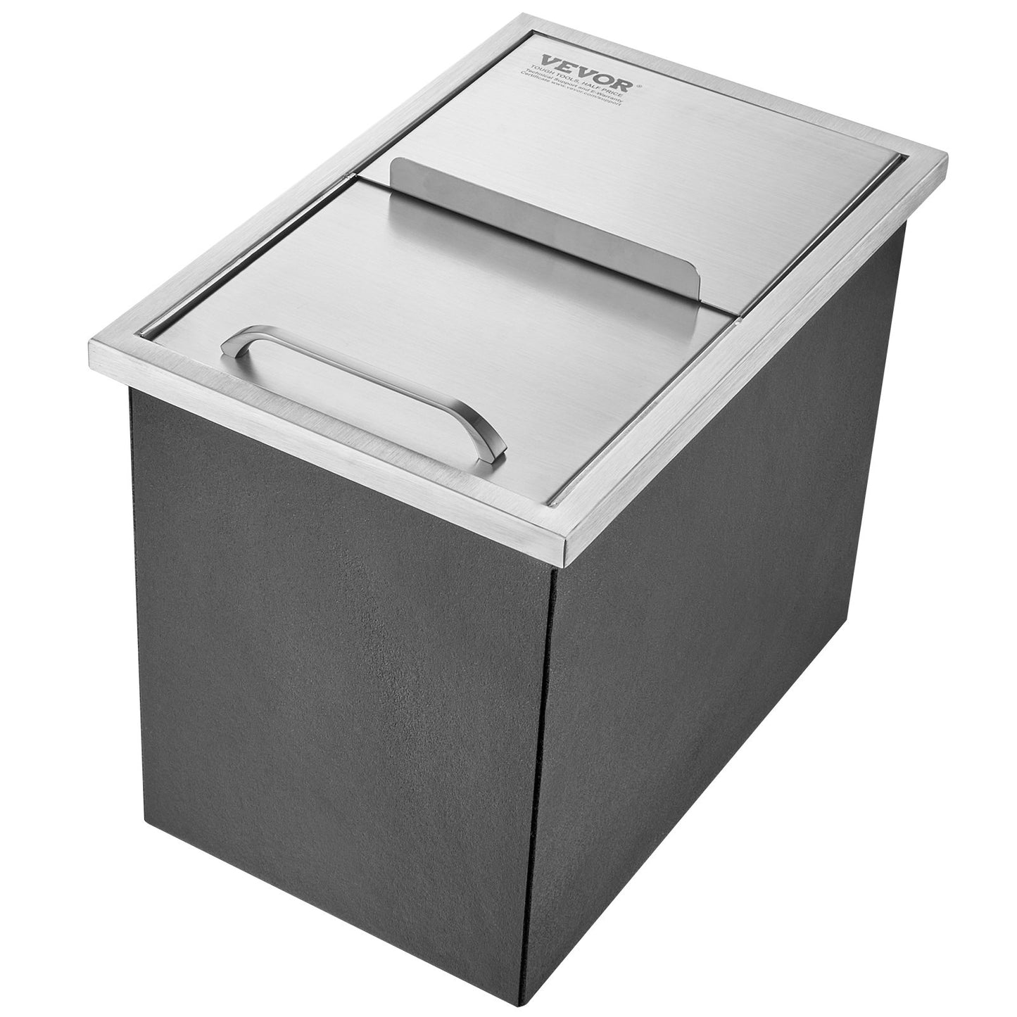 Drop in Ice Chest, 18"L x 12"W x 14.5"H Stainless Steel Ice Cooler, Commercial Ice Container with Sliding Lid, 40.9 qt Outdoor Kitchen Ice Bar, Drain Pipe and Drain Plug Included, for Cold Wine Beer