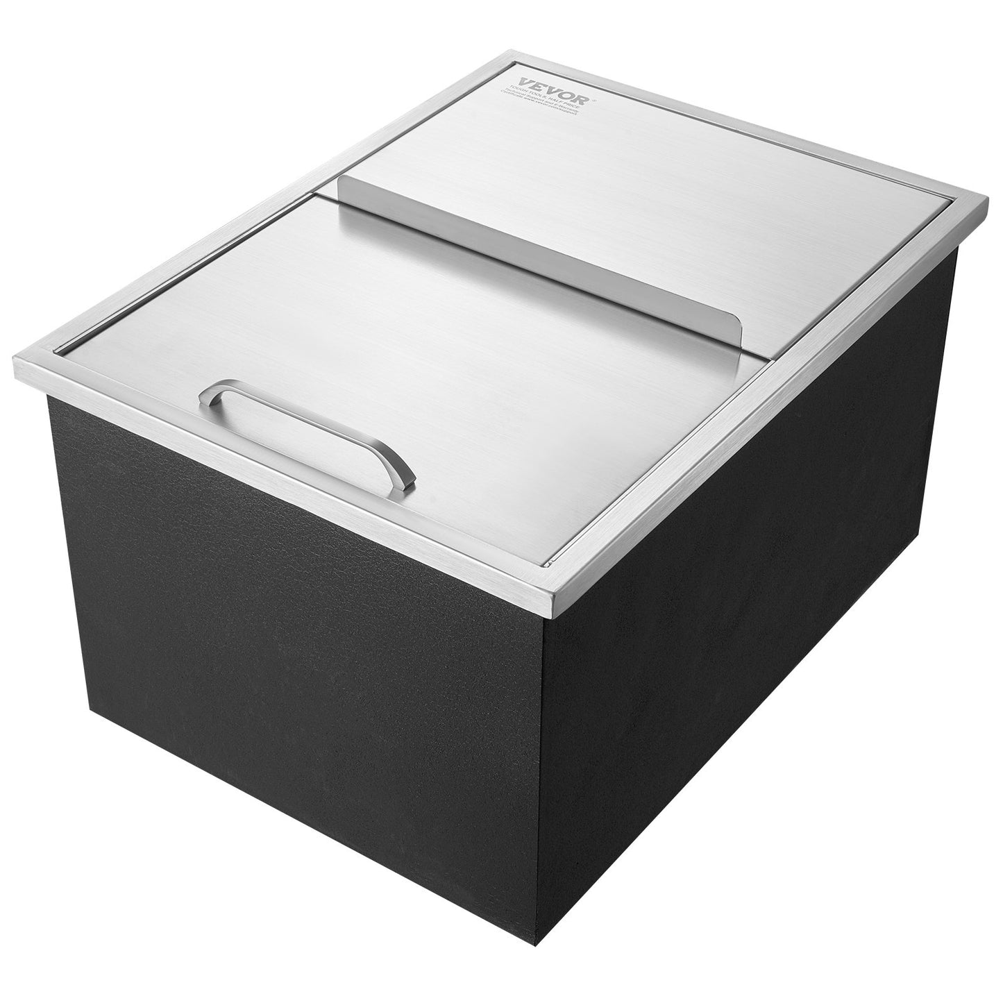 Drop in Ice Chest, 24"L x 18"B x 13"H iskylare i rostfritt stål, kommersiell isbehållare med skjutlock, 40,9 qt utomhuskök Ice Bar, avloppsrör och avloppsplugg ingår, för kall vinöl