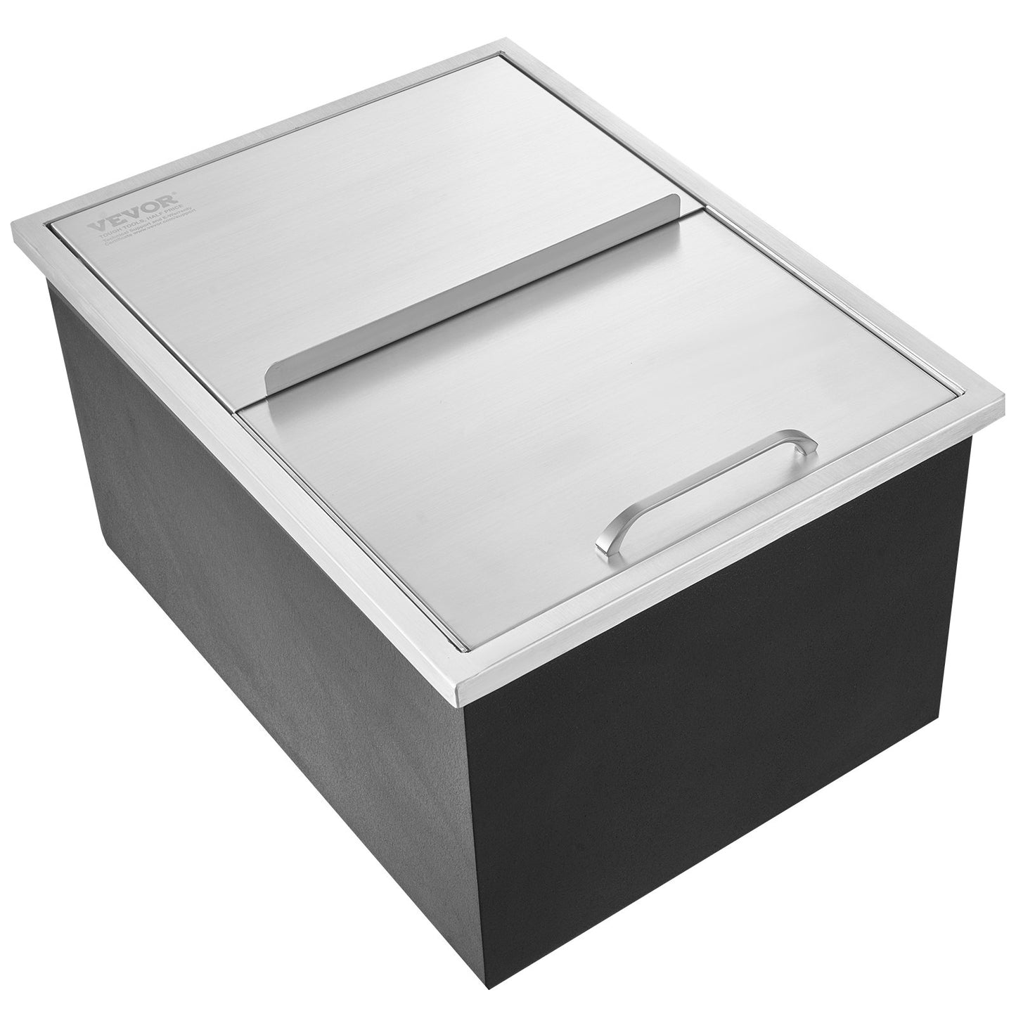 Drop in Ice Chest, 24"L x 18"B x 13"H iskylare i rostfritt stål, kommersiell isbehållare med skjutlock, 40,9 qt utomhuskök Ice Bar, avloppsrör och avloppsplugg ingår, för kall vinöl