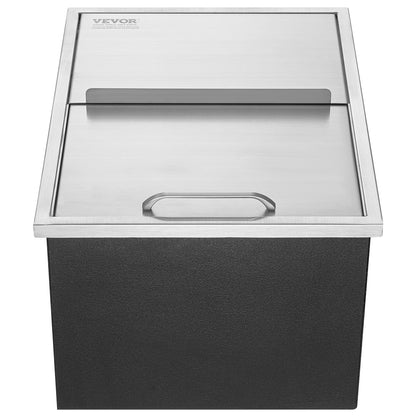 Drop in Ice Chest, 24"L x 18"B x 13"H iskylare i rostfritt stål, kommersiell isbehållare med skjutlock, 40,9 qt utomhuskök Ice Bar, avloppsrör och avloppsplugg ingår, för kall vinöl