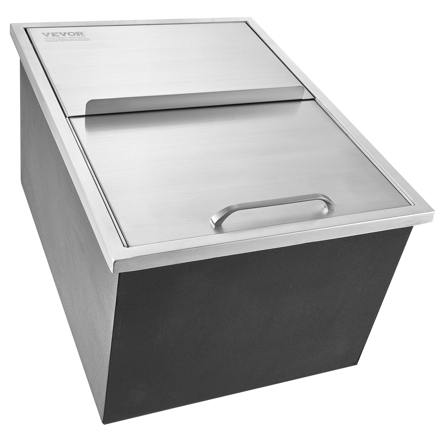 Drop in Ice Chest, 24"L x 18"B x 13"H iskylare i rostfritt stål, kommersiell isbehållare med skjutlock, 40,9 qt utomhuskök Ice Bar, avloppsrör och avloppsplugg ingår, för kall vinöl