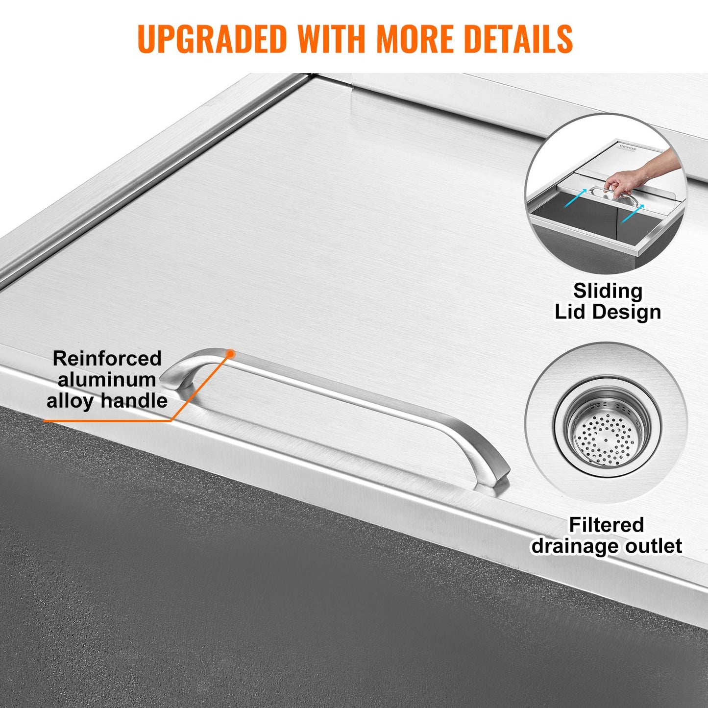 27 "x 18" x 21 "Drop in Ice Chest Ice Cooler Ice Bin Edelstahl mit Deckel