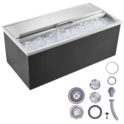 36"x18"x14" Drop in Ice Chest Ice Cooler Ice Bin Edelstahl mit Deckel