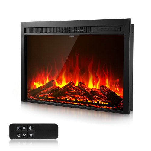 Electric Fireplace Insert, 40 inch Recessed and Wall Mounted with Adjustable Flame Color Brightness & 8h Timer & Remote Control, Indoor Heater w/ 750W/1500W Dual Heating Modes, 5000BTU Black