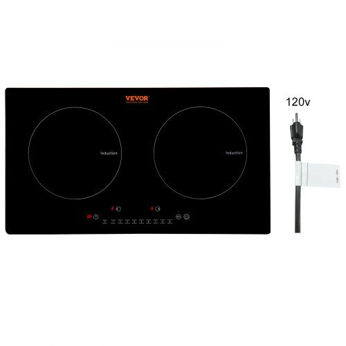 Electric Cooktop, 2 Burners, 24'' Induction Stove Top, Built-in Magnetic Cooktop 1800W, 9 Heating Level Multifunctional Burner, LED Touch Screen w/ Child Lock & Over-Temperature Protection