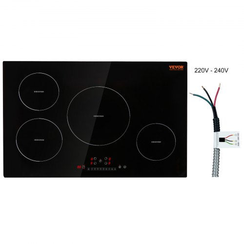 Electric Cooktop, 4 Burners, 30'' Induction Stove Top, Built-in Magnetic Cooktop 7500W, 9 Heating Level Multifunctional Burner, LED Touch Screen w/ Child Lock & Over-Temperature Protection