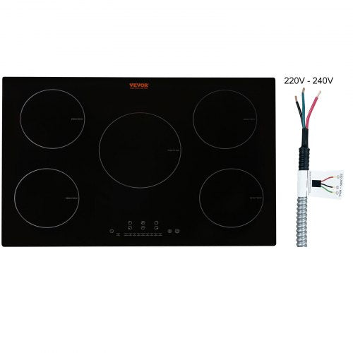 Electric Cooktop, 5 Burners, 30'' Induction Stove Top, Built-in Magnetic Cooktop 9200W, 9 Heating Level Multifunctional Burner, LED Touch Screen w/ Child Lock & Over-Temperature Protection