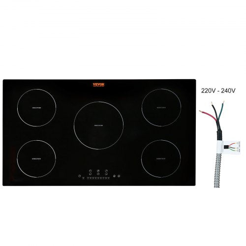 Electric Cooktop, 5 Burners, 36'' Induction Stove Top, Built-in Magnetic Cooktop 9200W, 9 Heating Level Multifunctional Burner, LED Touch Screen w/ Child Lock & Over-Temperature Protection
