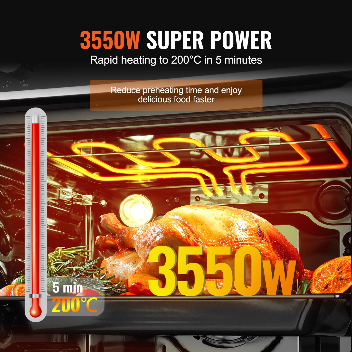 Single Wall Oven 24" Electric Built-in Wall Oven 9 Functions 2.68 Cu. Ft