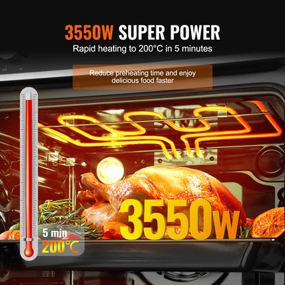 Single Wall Oven 24" Electric Built-in Wall Oven 9 Functions 2.68 Cu. Ft