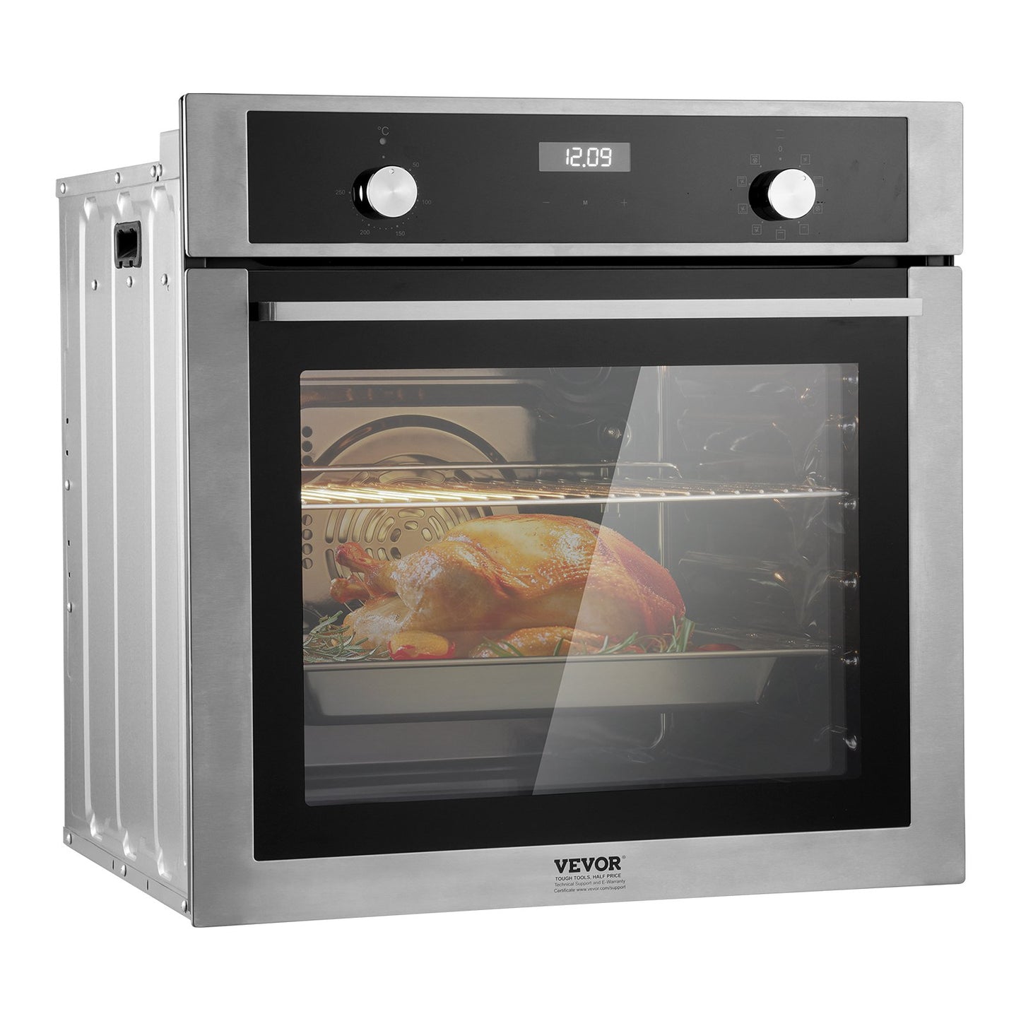 Single Wall Oven 24" Electric Built-in Wall Oven 9 Functions 2.68 Cu. Ft
