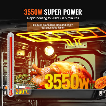 Single Wall Oven 24" Electric Built-in Wall Oven 16 Functions 2.68 Cu. Ft