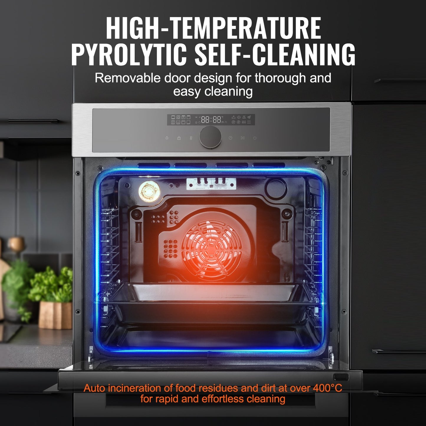 Single Wall Oven 24" Electric Built-in Wall Oven 16 Functions 2.68 Cu. Ft