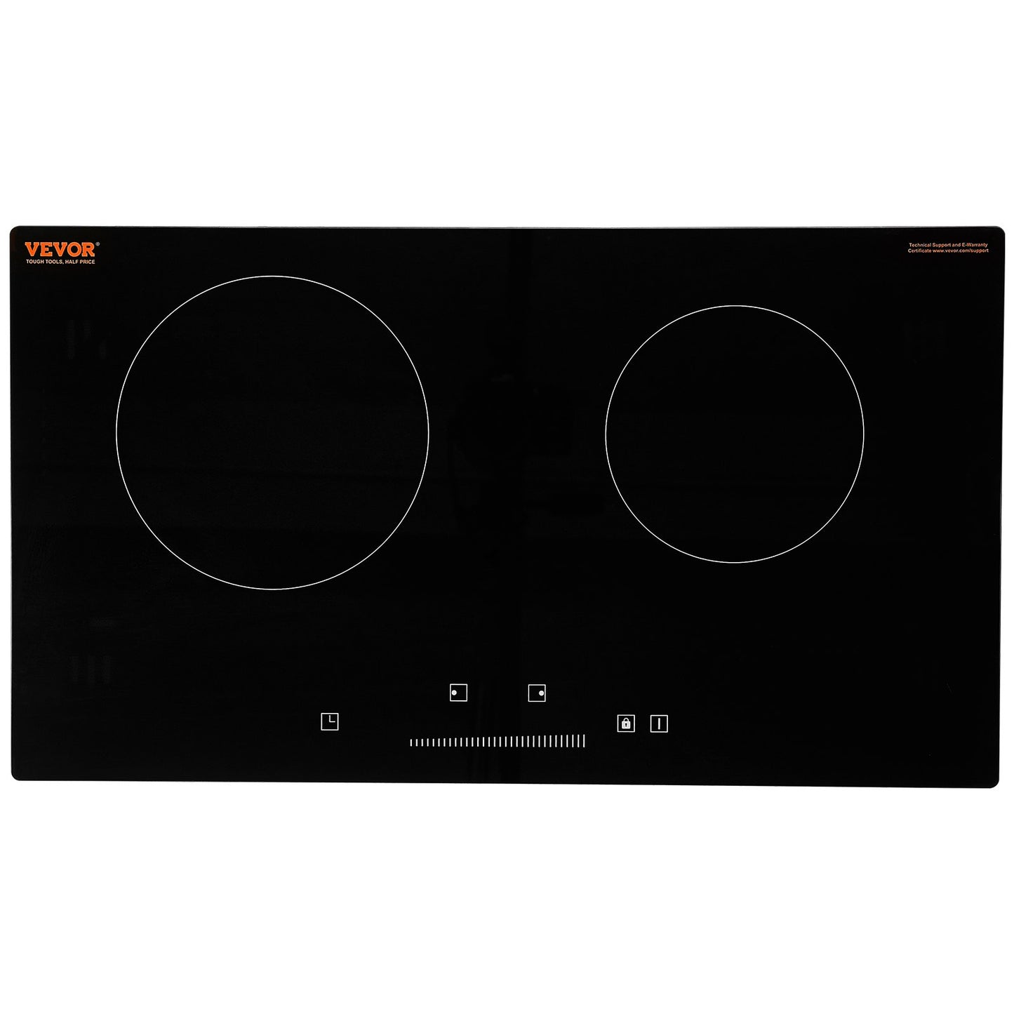 Electric Cooktop, 24 inch 2 Burners Built-in Electric Stove Top, 1800W Ceramic Top Radiant Cooktop with Glass Panel, Touch Control, Timer, Child Lock, 9 Heat Level, Residual Heat Indicator, 120V