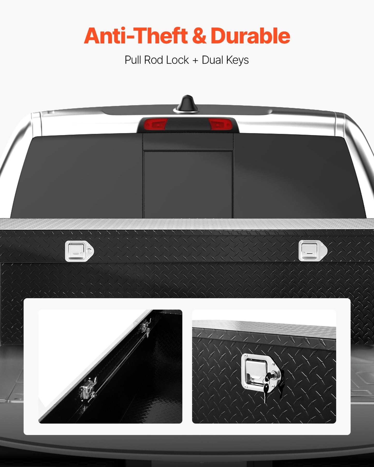 Crossover Truck Tool Box, 69x20x18 In, Heavy Duty Aluminum Toolbox with Diamond Texture, Pick Up Truck Bed RV Trailer Toolbox, Waterproof Storage Organizer with Lock, Keys, Side Handles, Black