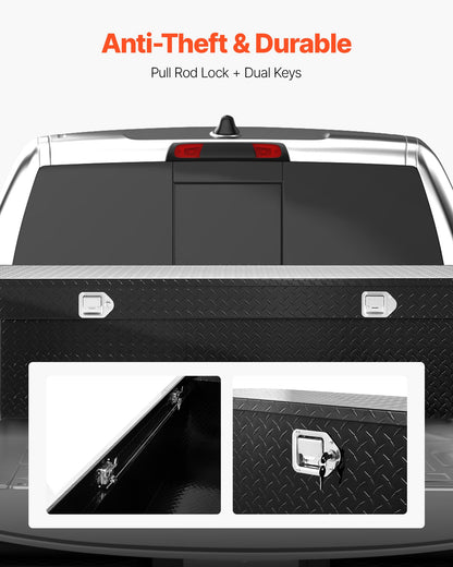 Crossover Truck Tool Box, 69x20x18 In, Heavy Duty Aluminum Toolbox with Diamond Texture, Pick Up Truck Bed RV Trailer Toolbox, Waterproof Storage Organizer with Lock, Keys, Side Handles, Black