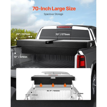 Crossover Verktygslåda 70x20x13 Tum Robust Aluminium Verktygslåda för Lastbilsflak
