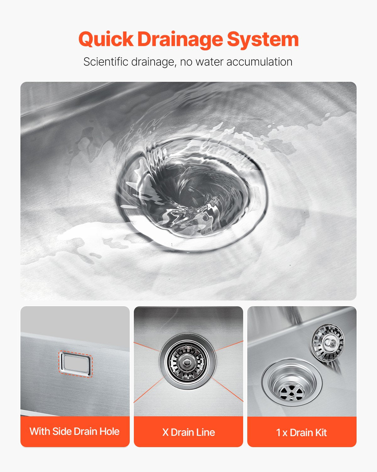 76cm Sink Undermount Single Bowl Drop-In Basin Stainless Steel Bar