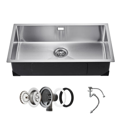 76cm Sink Undermount Single Bowl Drop-In Basin Stainless Steel Bar