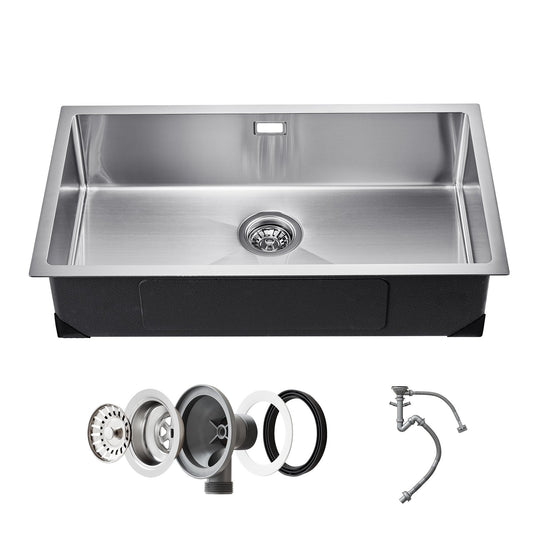 76cm Sink Undermount Single Bowl Drop-In Basin Stainless Steel Bar