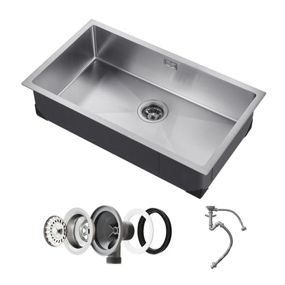 76cm Sink Undermount Single Bowl Drop-In Basin Stainless Steel Bar