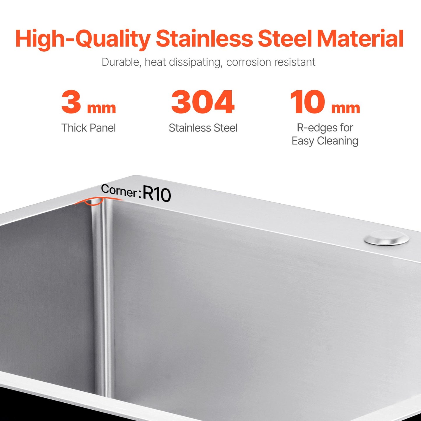 25 inch Kitchen Sink Workstation, 304 Stainless Steel Top Mount Sinks, Drop-In Single Bowl Farmhouse Basin with Accessories, Household Dishwasher Sinks for RV, Prep Kitchen, Laundry Room, Bar
