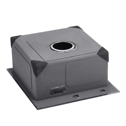 40cm Spüle Topmount Einzelbecken Einbauspüle Edelstahl Schwarz