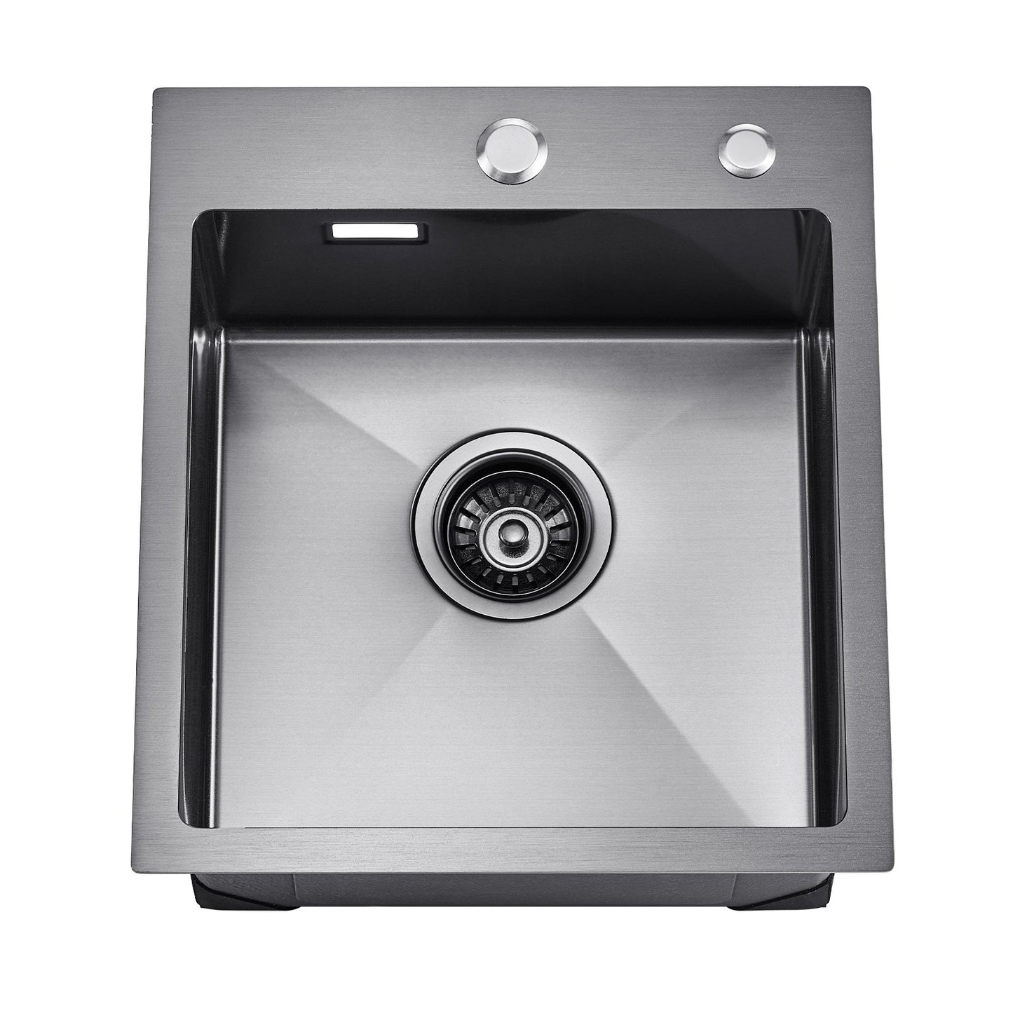 40cm Spüle Topmount Einzelbecken Einbauspüle Edelstahl Schwarz