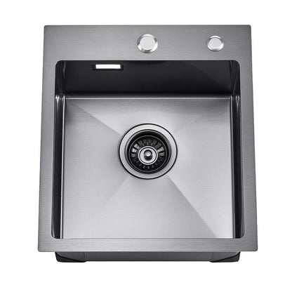 40cm Spüle Topmount Einzelbecken Einbauspüle Edelstahl Schwarz