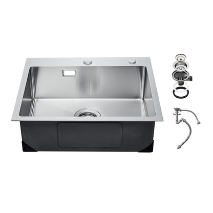 68cm Sink Top Mount Single Bowl Drop-In Basin Stainless Steel Bar